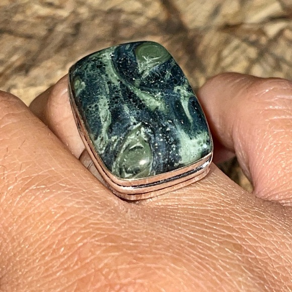 Crocodile Kambaba Jasper Ring Size 9 1/4 “Peace & Tranquility Stone” - Picture 6 of 8